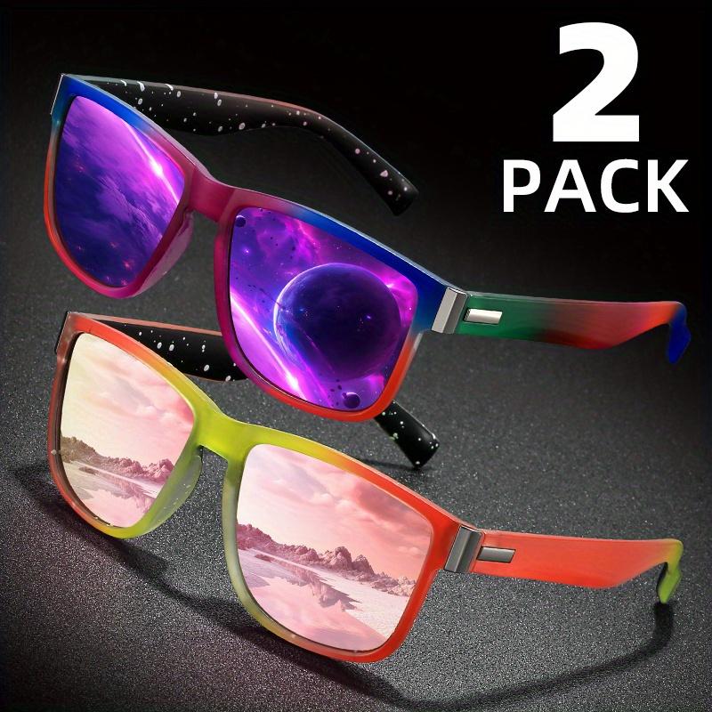 2 шт. Классические квадратные поляризационные спортивные очки, Унисекс градиентный дизайн, Необходимые для моды, Без батареи