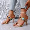 Fashion Fashion Gem One Strap Stiletto Slippers Summer New Round Toe Open Toe Anti-slip Wear-resistant High Heels