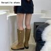 Vintage Flats Women Knee High Boots Fashion Side Zippers Shoes Autumn Winter Laides Concise Long Botas De Mujer