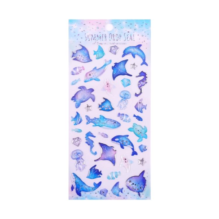 Marine Creature PVC Sticker Embossed Decorative Sticker For Notebook Journal Phone Cover Scrapbooking Embellishments