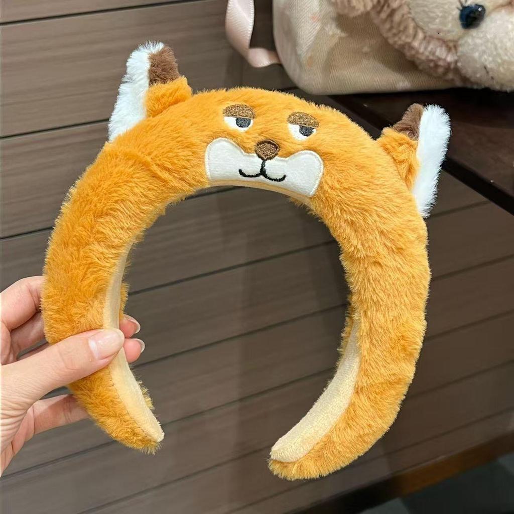 Adorable Cartoon Animal Plush Headband & Hair Clips for Kids & Adults - Perfect for Face Washing or Photos