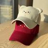 Cute cartoon kitten hard-brim baseball cap for women, sweet girl style, versatile, wide brim, makes the face look smaller, cartoon hat