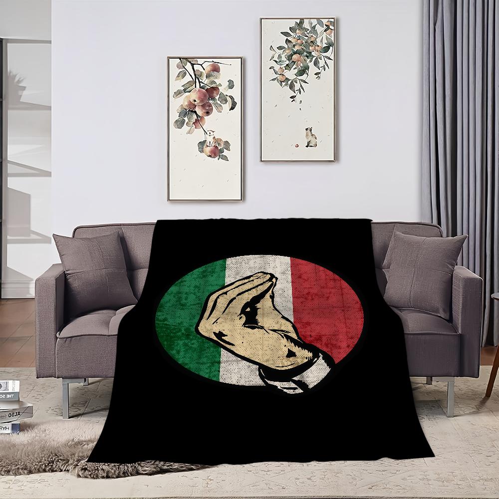 Italian Hand Gesture Sing Language Funny Blanket For Soft Throw Blanket for Picnic Bed Sofa Home Bedroom Cozy Warm Comfortable