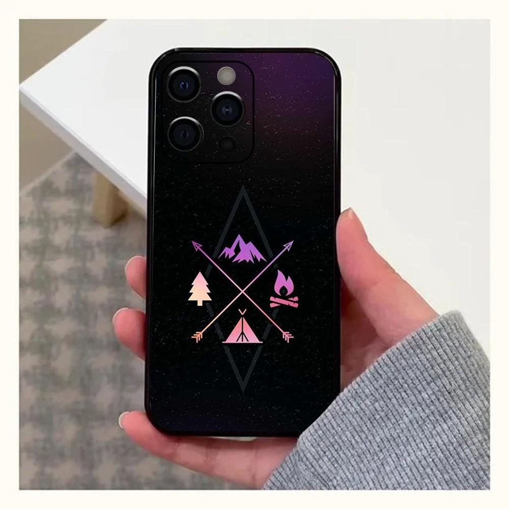 Camping Mountain Outdoor Phone Case For Apple iPhone 15,14,13,12,11,Pro,X,XS,Max,XR,Plus,Mini Soft Black Cover