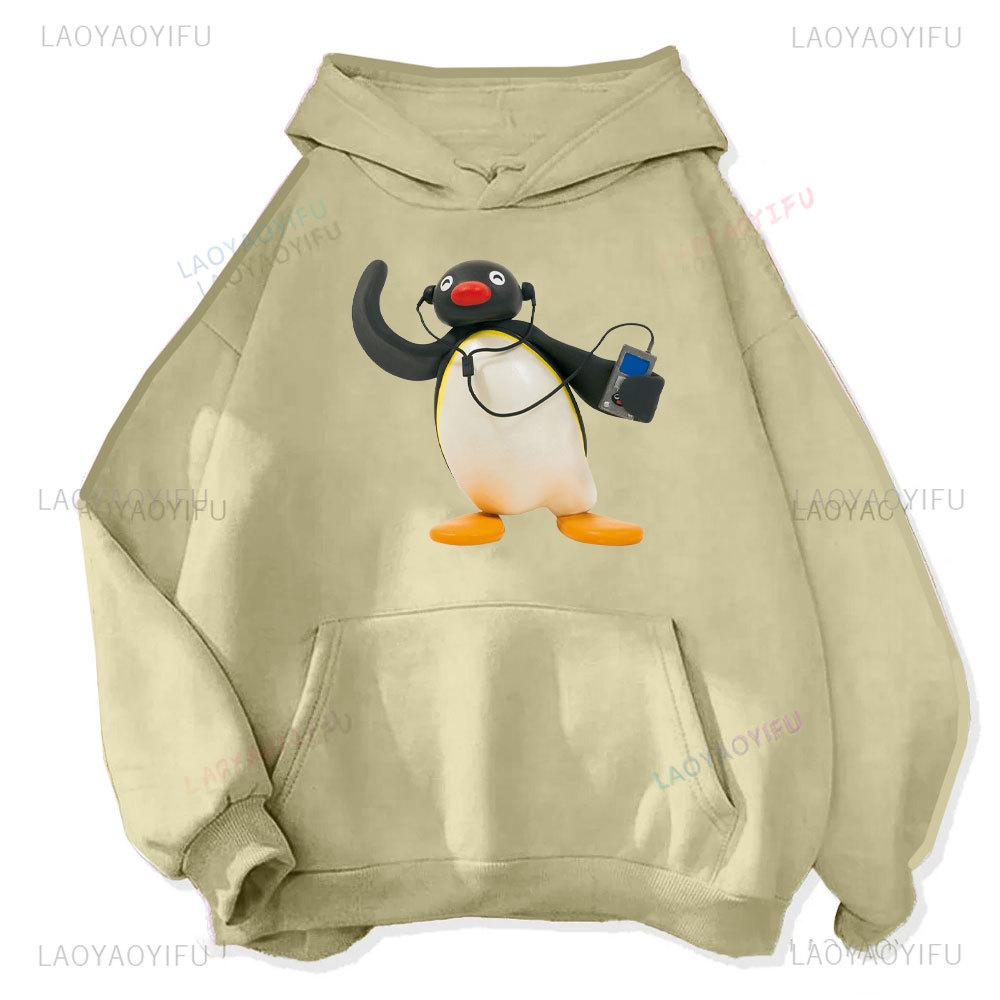 Music-listening Penguin Emotion Autumn Winter Hoodies Men Fashion Long Sleeve Sweatshirts Women Streetwear Pullovers Sudaderas