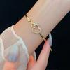 Peach Heart Love Bracelet Women's Fashion Temperament Zircon Bracelet Light Luxury Link Chain Bracelets Wristband Jewelry K-