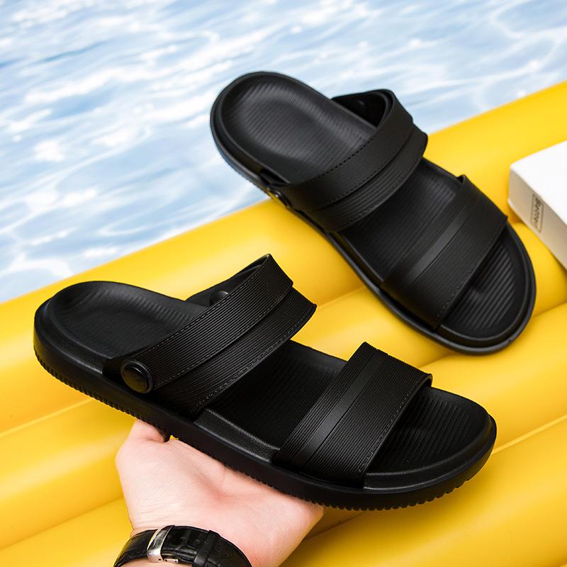 Summer Popular Men's New One-word Slippers Premium Casual Soft Bottom Thick Bottom Non-slip Beach Casual Sandals