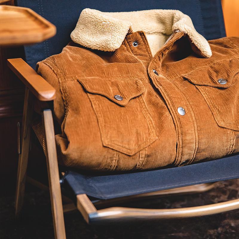 Jachetă Madden Retro cu rever din velur și căptușeală din lână de miel imitație - Palton de bumbac îngroșat pentru bărbați pentru toamnă și iarnă