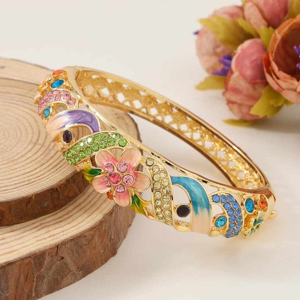 New Hollow Carved Enamel Multi-color Open Bracelet