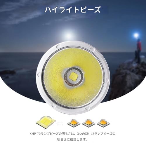 Zmart Cree XHP70 LED Diving Light, 4000 Lumens, 26650 X 2, 100m Waterproof, for Scuba Diving, Night Diving, and More