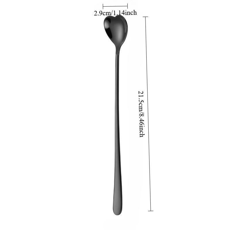 304 stainless steel ice spoon, extended heart-shaped stirrer, Korean style long handled,household coffee and dessert spoon