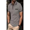 Men Casual Color Block Pocket Lapel Short Sleeve Polo Shirt