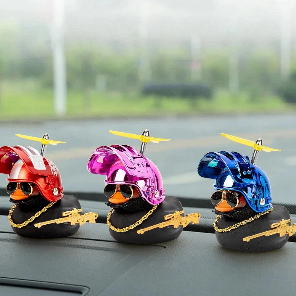 Duck In the Car Interior Decoration Yellow Duck with Helmet for Bike Motor Without Lights Duck In The Car Car Accessories