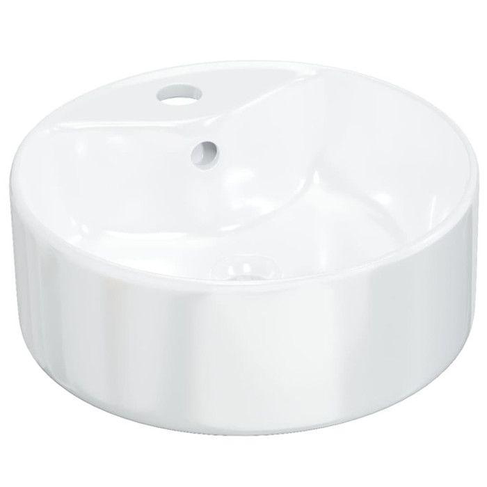 VidaXL Lavabo, Vasque à Poser, Lave-Mains avec Trou de Vidange, Évier de Comptoir Salle de Bain Toilette Salle d'Eau Blanc 153339