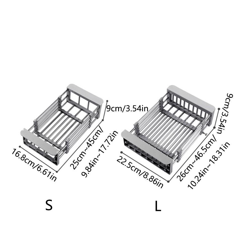 Multipurpose Dish Drying Rack Adjustable Sink Cleaning Basket Rectangular Dish Organizer  Fruits