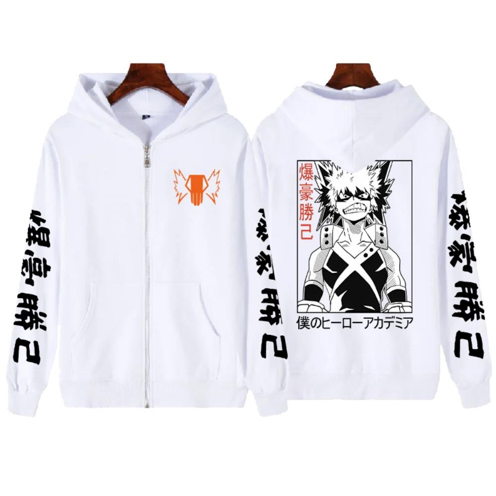 Anime Bakugo Katsuki Print Grafik Übergroßer Hoodie Harajuku Langarm Sweatshirt Schwer Spirituell Lässig Comic Sweatshirt