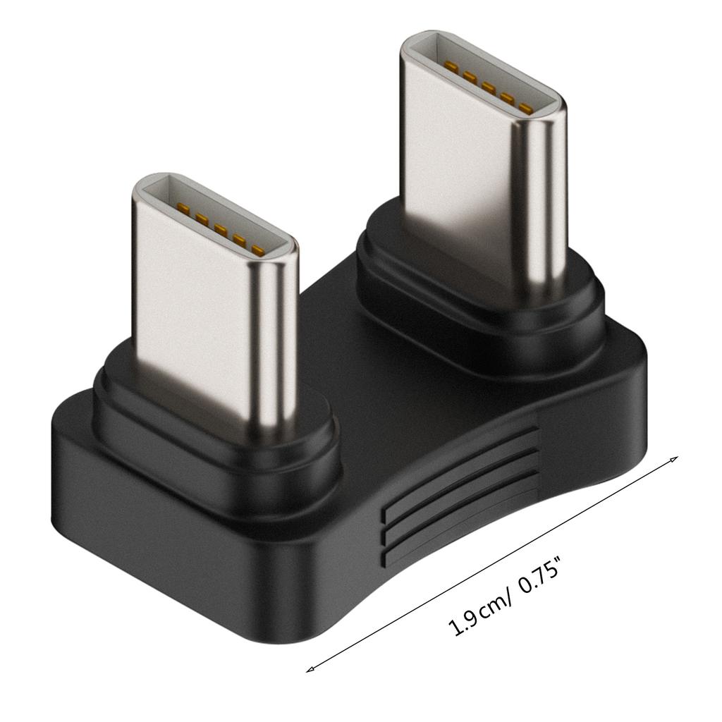 180 Degree Angled U Shape Type-C Adapter Male To Male Charger Adaptor PD 65W Charging for Phone Tablet Laptops