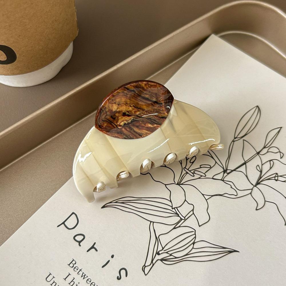 Acrylic Half-circle Hair Claw Contrast Color Retro Hair Carb Clip Acetic Acid Shark Clip  Women