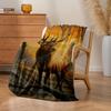 1pc Realistic Deer & Forest Print Flannel Blanket - Heavyweight Plush All-Season Soft Warmth, Machine Washable Luxury Bedspread