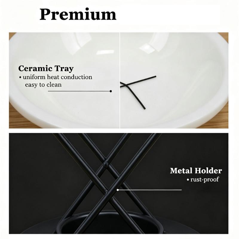 Home Decors Waxes Melt Burners with Ceramics Bowl for Essential Oil and Tealight Candle Aromatherapies Scented Diffuser Fragrances Stove