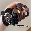 5/10PCS Women Headband Leather Band High Ponytail Holder Hair Accessories Simple High Elasticity Durable Rubber Band Hair Circle