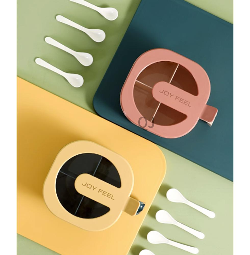 Seasoning Combination Set  Kitchen Four Compartment Integrated Seasoning Jar  Household Seasoning Box with Lid Storage