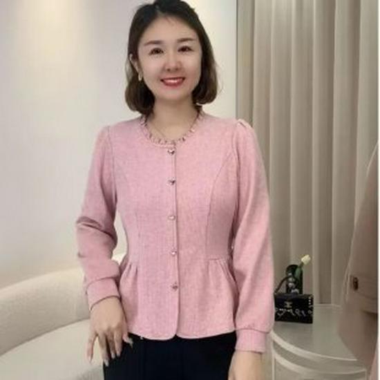 

Mom s Spring 2026 Elegant Wide-Legged Long-Sleeve Women s Top 3XL розовый