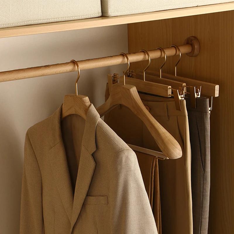 4cm Wide Shoulder Wooden Hanger,Cinnamomum Wood Clothes Rack with Velvet Crossbar,Suit Hangers with Non-Lacquer Smooth Surface