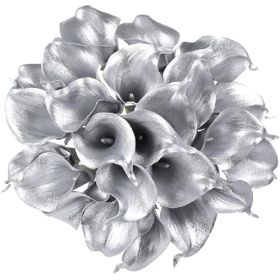 IPOPU 24PCS Artificial Flowers Fake Calla Lily Flowers Real Touch Calla Lily Faux Flowers Arrangement Bouquet for Home Garden Office Party Wedding