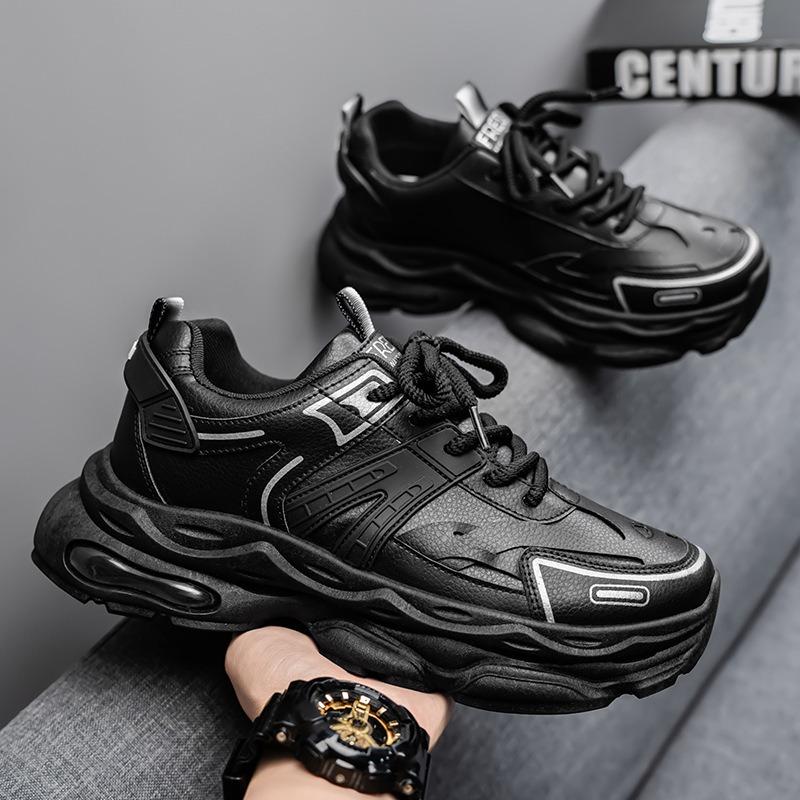 Summer men's shoes new breathable shoes men's trend versatile thick-soled heightening sports shoes casual black dad trendy shoes