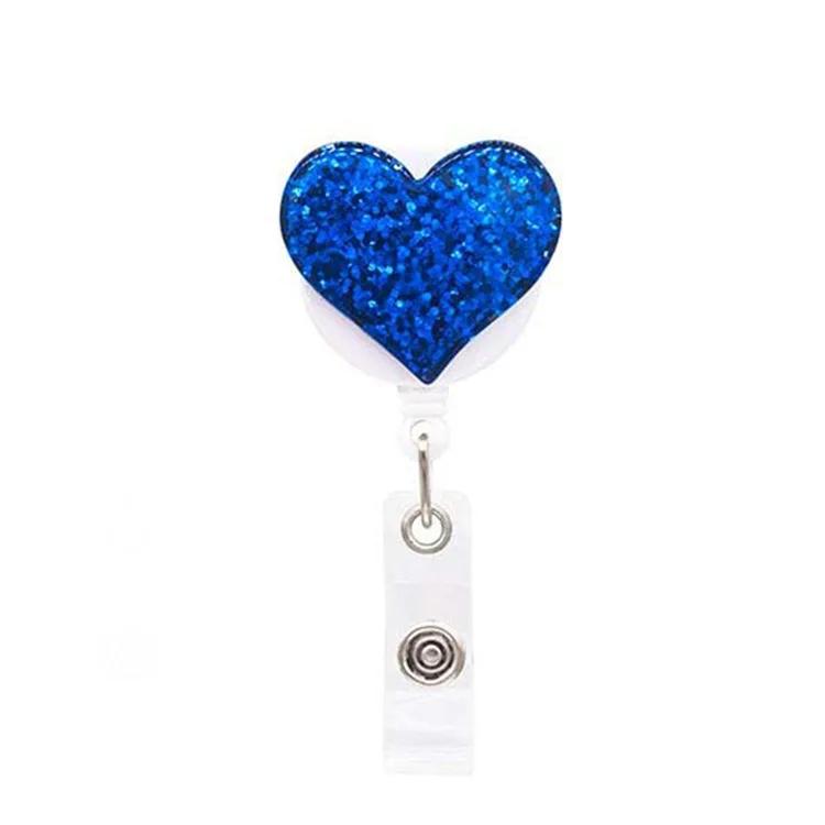 Herz Harz Pull Name ID Karte Abzeichen Reel Halter für Krankenschwester Student Silica Einziehbare Badge Halter Ausstellung Brust Büro Karte