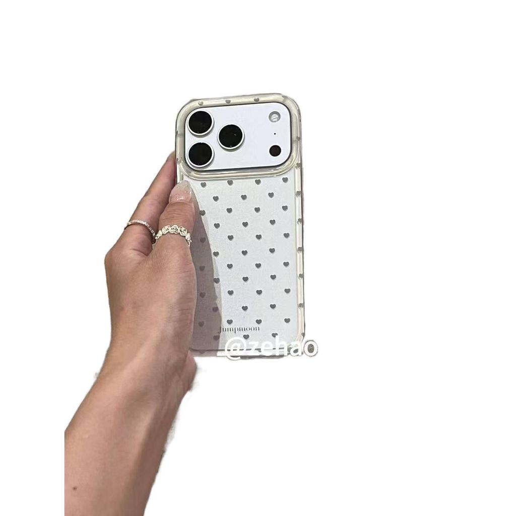 Glossy Straight Edge * Silver Gray Full Screen Love, Suitable for Apple 17pro Mobile Phone Case Iphone16pro Protective Case