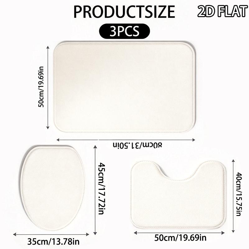 3Pcs Flannel Toilet Mat Set MTSJTrayman Bathroom Rug Bath Carpet Non Slip Home Decor