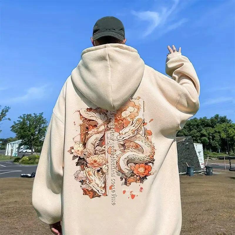 250g Dickes Kapuzensweatshirt Herren Frühling Herbst Locker Geschnitten Trendmarke Freizeitkleidung Leicht Ideal für Sommer