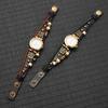 Minimalist Vintage Leather Quartz Watch Women Round Dial 28mm Punk Style Wristwatch With Braided Strap