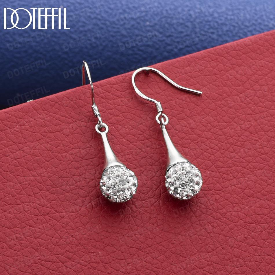 925 Sterling Silver AAA Zircon Pendant Earrings - Charming Gift Jewelry 8MM