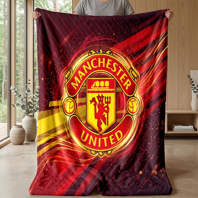Manchester United Theme Blanket Soft Flannel Blanket Plush Throw Blanket Cozy Sofa Bed Blanket for Home Decor