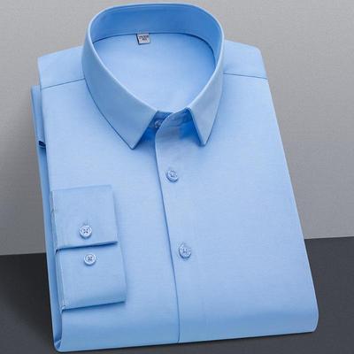 Camicie eleganti elasticizzate da uomo a maniche lunghe da lavoro Camicia formale da uomo morbida e confortevole senza tasca frontale S ~ 6XL Plus Size