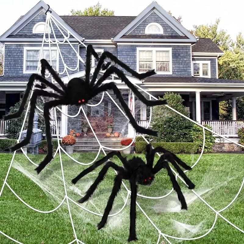 Halloween Decoration Giant Spider, Suitable for Garden Lawn and Indoor Decoration Props, Party Trick Simulation Balck Spider