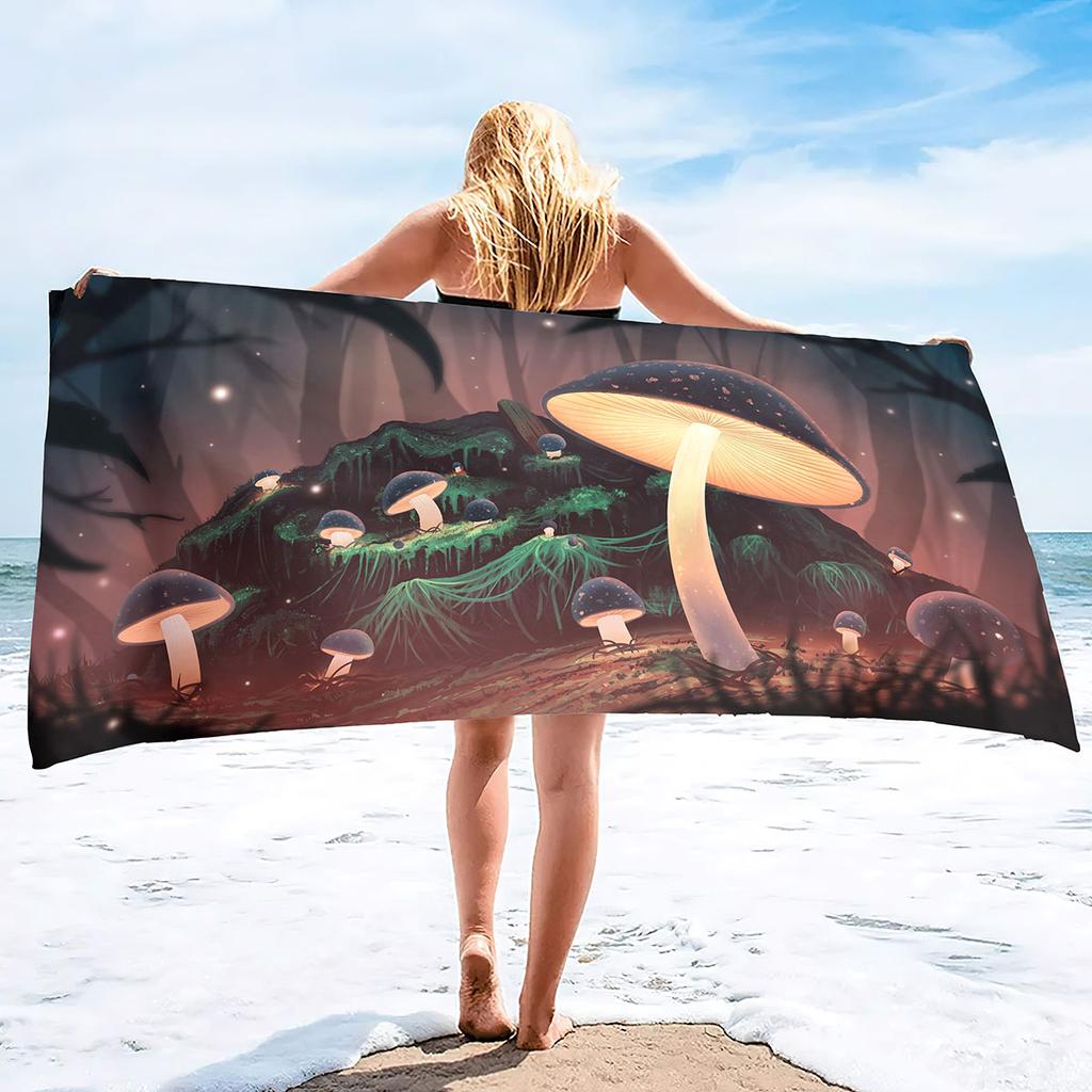 Mushroom Beach Towel Oversized, Colorful Funny Fairy Tale Bath Towels,Soft Water Absorpt Bath Towels for Bathroom,Swimming Pool