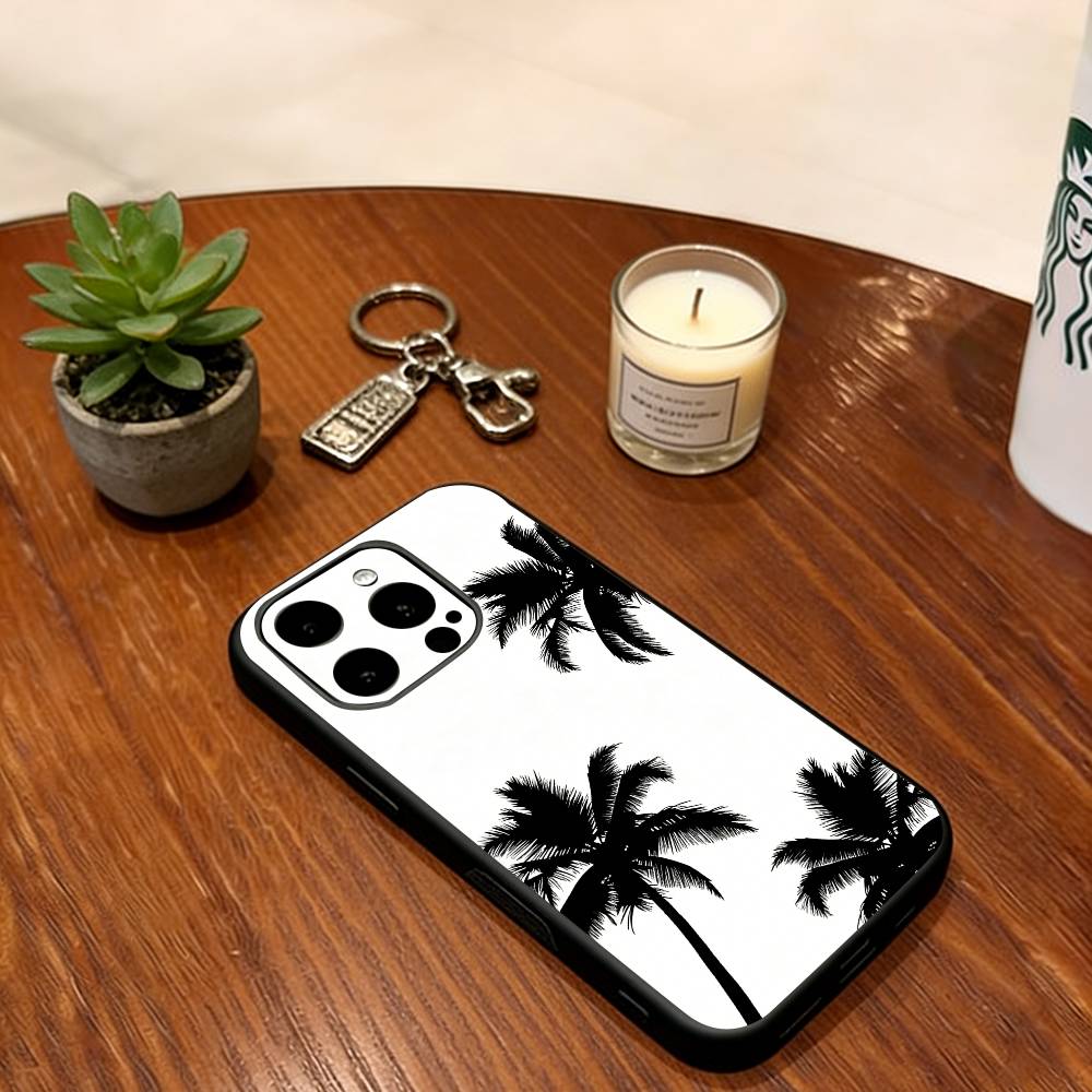 

Coconut tree Phone Case Soft Silicone black For IPhone 17 16 15 14 13 12 11 X XR Plus Pro Max Plus iPhone16Plus