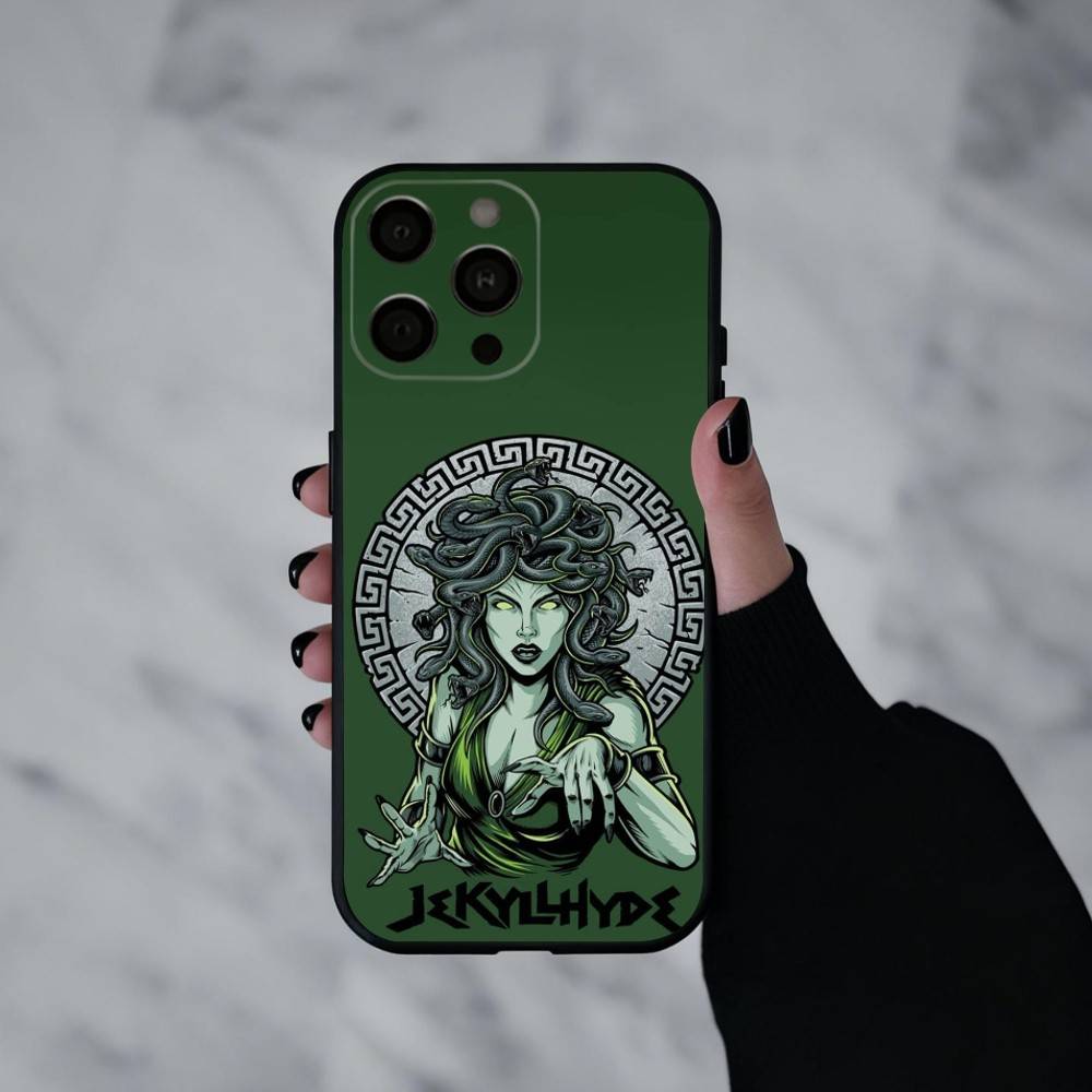Medusa Griechische Mythologie Schau Mich An Handyhülle Für iPhone 17pro, 16,15,14,13,12,11 X XR Plus,Andere Weiche Schwarze Hülle