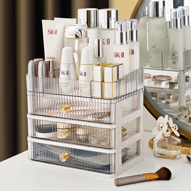 Clear Cosmetic Organizer: Drawer-Style Makeup Box for Desktop and Dorm Room