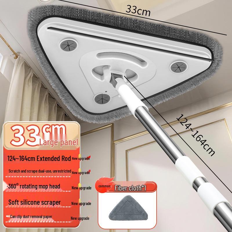 High-Rise Double-Sided Glass Cleaning Squeegee with Telescopic Pole