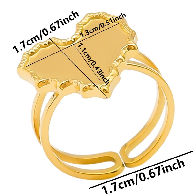 1/5pcs Real Gold Plated Open Adjustable Ring Oval Square Flower Stainless Steel Rings For Women Men DIY Stone Crystal Oil Drip