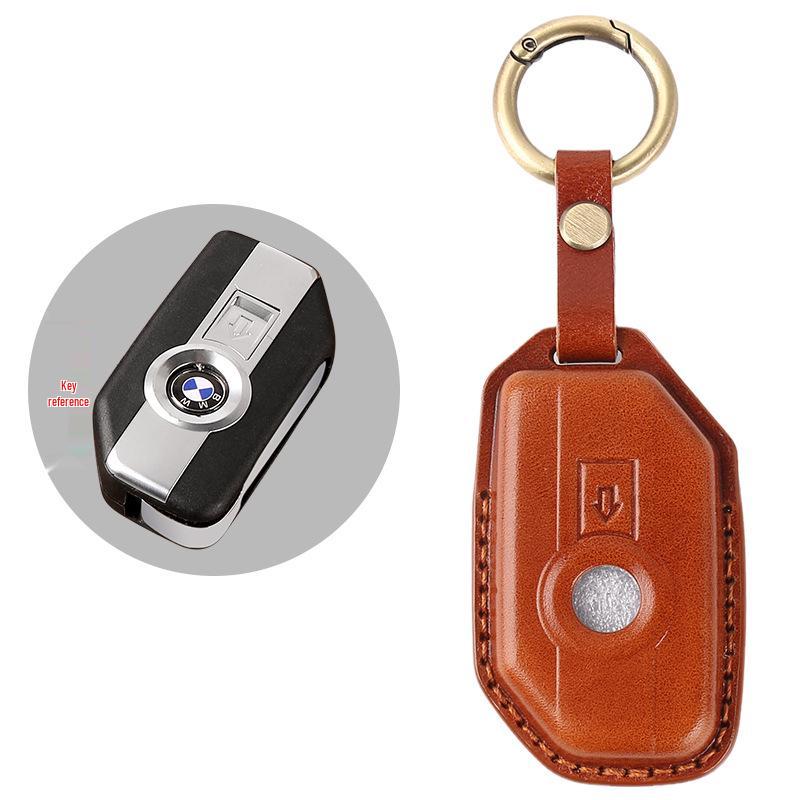BMW Motorcycle Key Case for R1250GS ADV, C400GT, and 750GT - Cowhide Leather Key Bag with Buckle