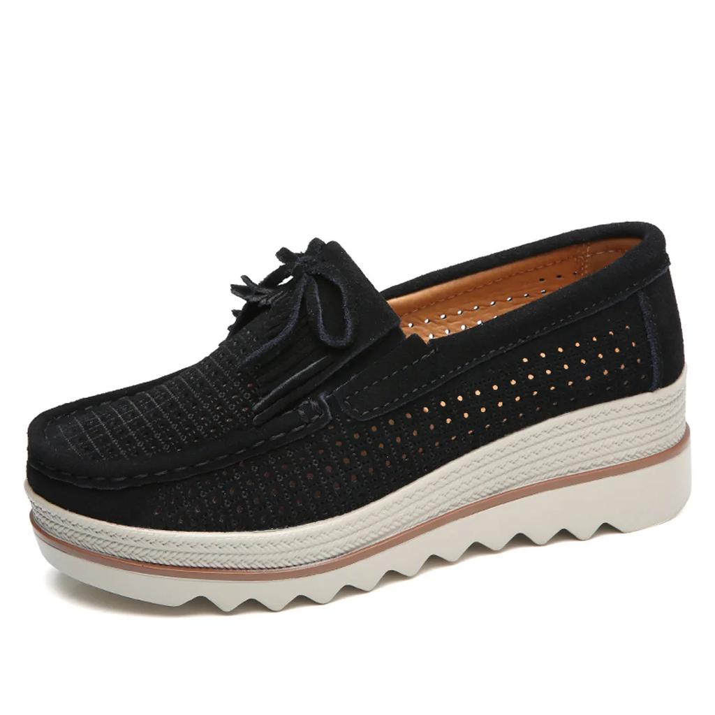 Genuine Leather Women's Casual Shoes Loafers Autumn Women Platform Shoes Sneakers Wear-resistant Women Flats Zapatillas De Mujer