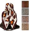 Women’s Scarf: Leopard-print, Faux Silk, European-style, High-end Print, Head-wrapping Satin, Large Scarf