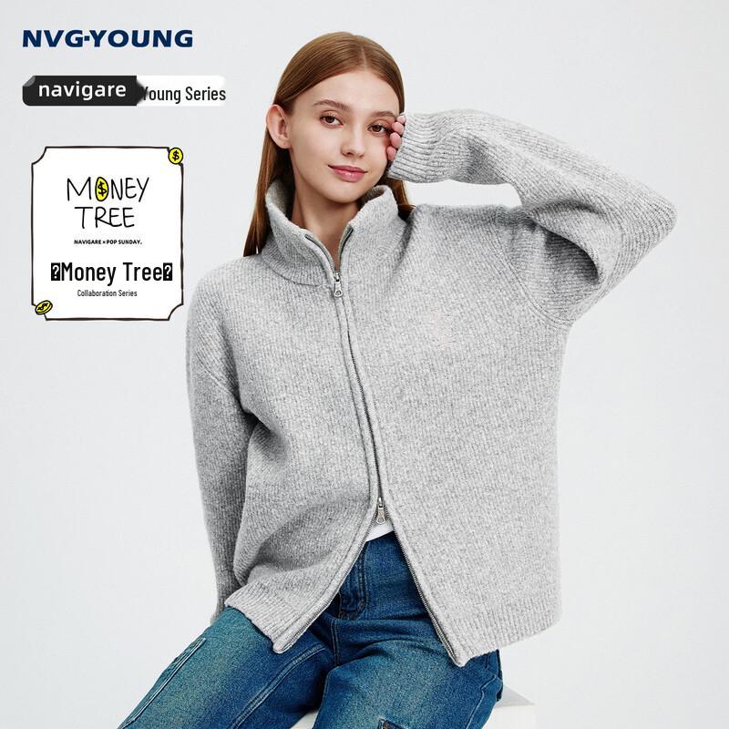 NVG·YOUNG POPSUNDAY Co-branded Stand Collar Zipper Knit Cardigan XL