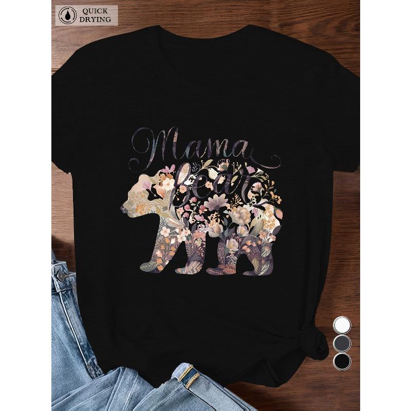 European size MAMA BEAR floral design Women's Sports Short Sleeve T-Shirt